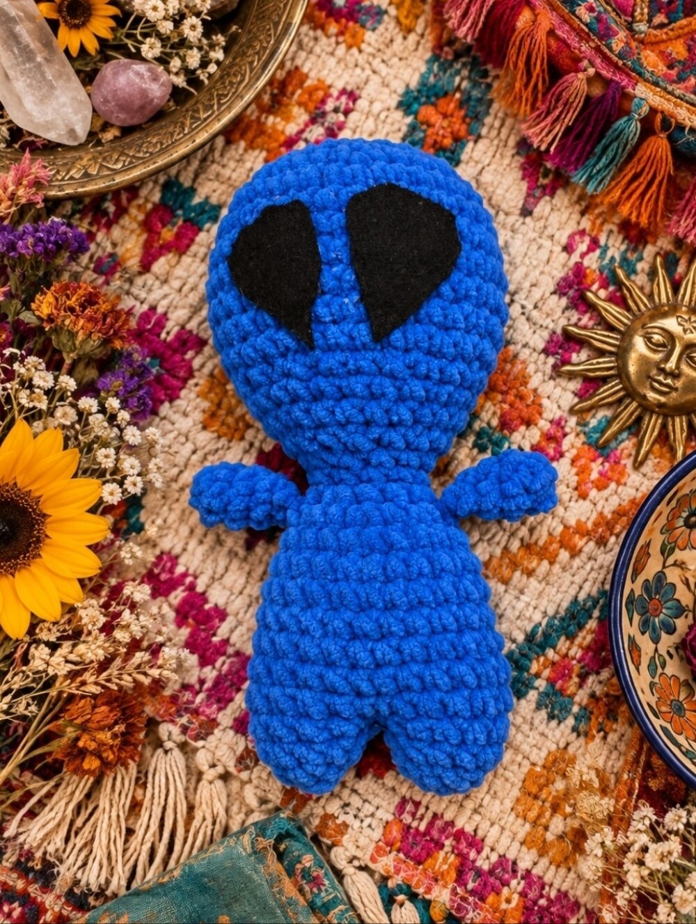 4/$15 Handmade 6” Blue Chenille Alien Plush | Weirdcore Creepy Cute Crochet